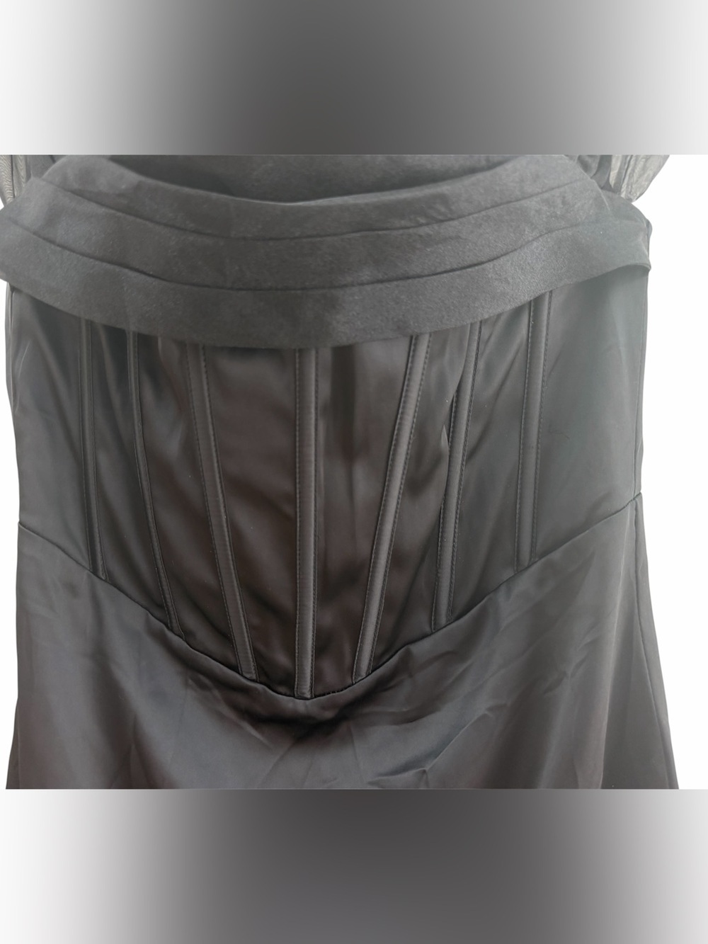 Meshki Everly Off Shoulder Organza Satin Black Maxi Dress - Picture 9 of 16